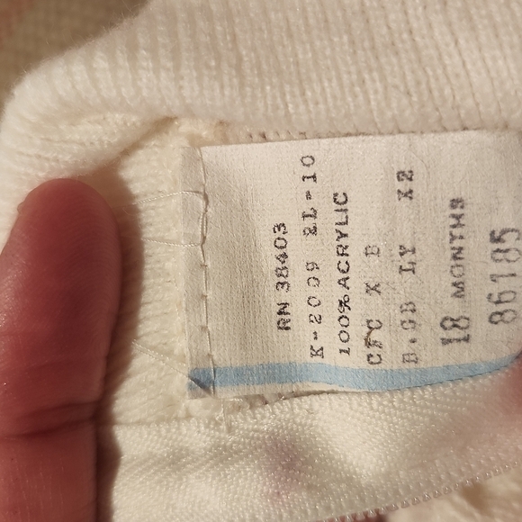 Vintage 18 months white heart floral print knit sweater - Picture 7 of 10